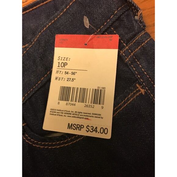 10 Plus OshKosh B'gosh Boot Cut Adjustable Waist Girls Jeans New Dark Wash Denim - Picture 7 of 12